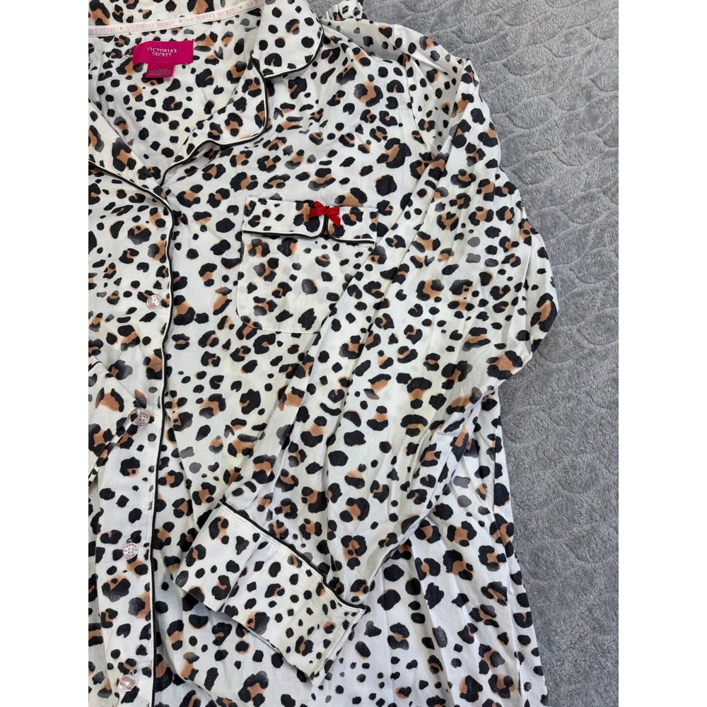 Victorias Secret Pajama Set XL Leopard Animal Print Cotton Sleepwear 288253-DQ9 - Picture 10 of 16